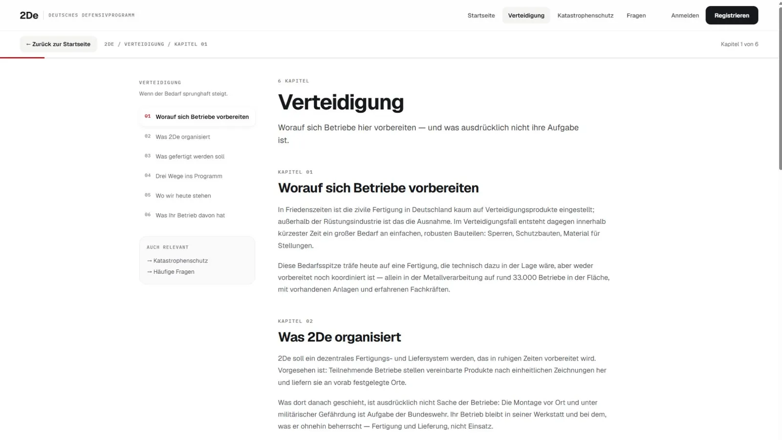 Kapitelseite mit klar gegliederten Inhalten